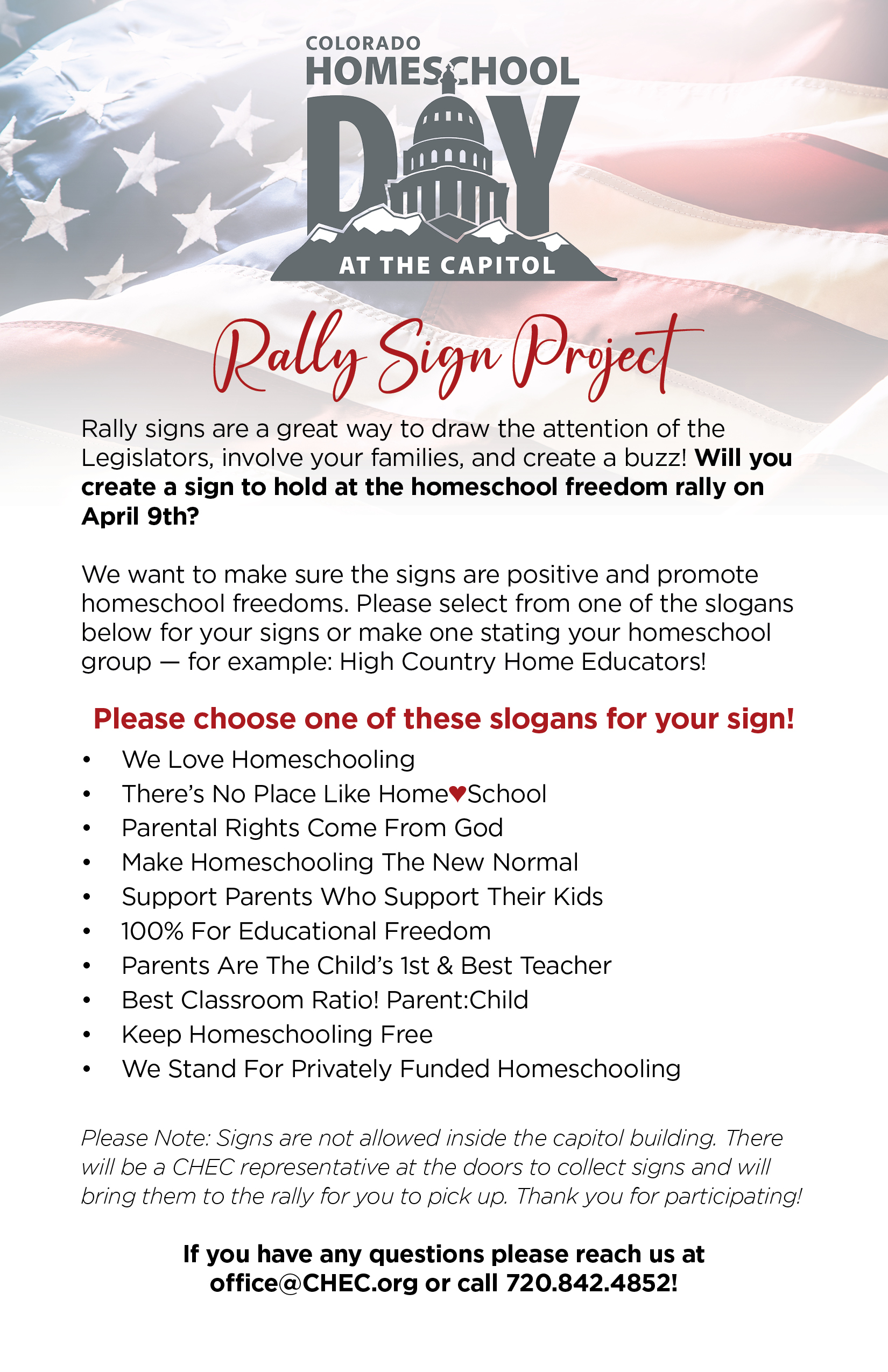Homeschool Day at Capitol rally signs