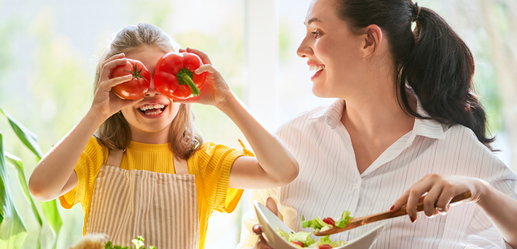 Happy family in the kitchen.